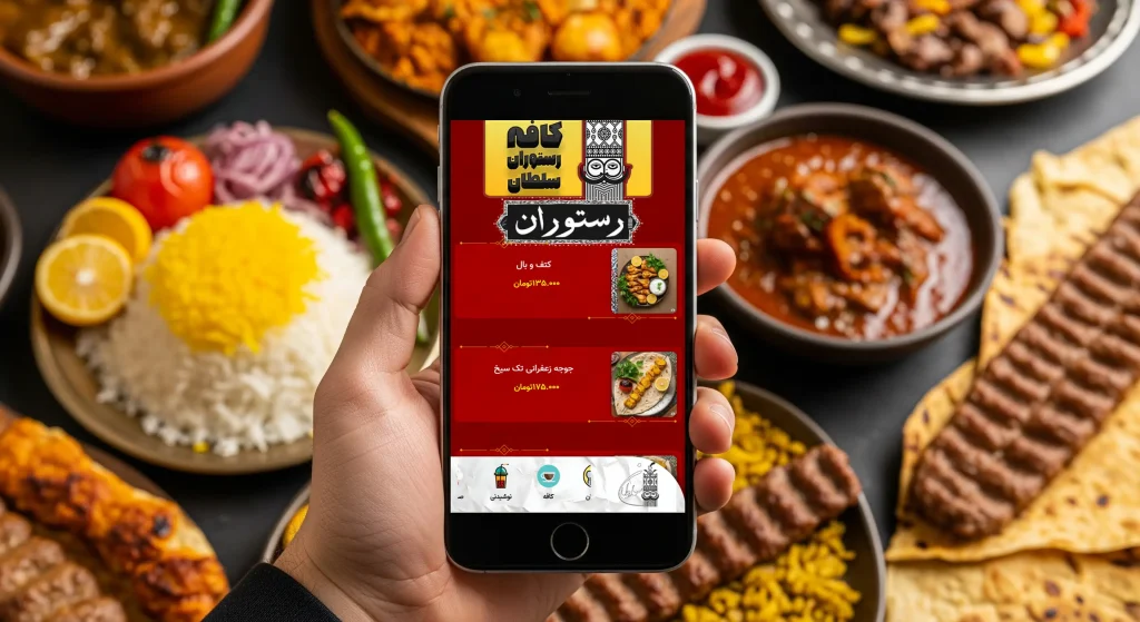 منو دیجیتال QR رستوران سلطان، طراحی منو دیجیتال اصیل، منوی QR اختصاصی