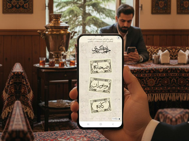 طراحی منوی دیجیتال QR و NFC سفره‌خانه سنتی جهانگردی با استایل ایرانی توسط ریتون وب استودیو