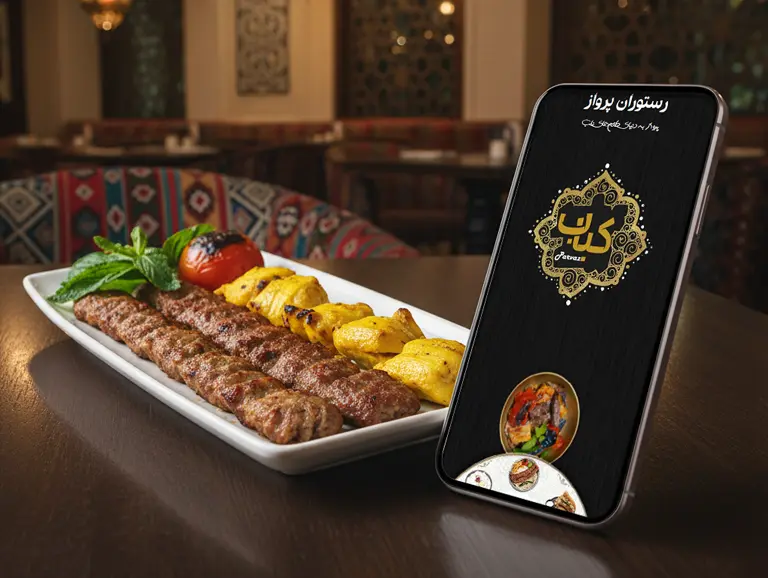 منو دیجیتال رستوران پرواز عمان طراحی شده توسط ریتون وب استودیو