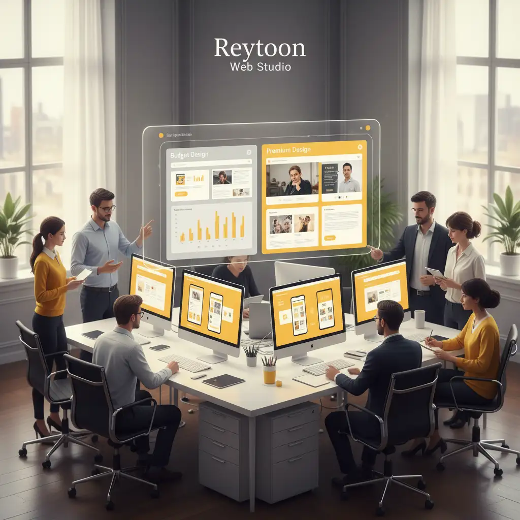 نمایش مقایسه طراحی سایت ارزان و حرفه‌ای، نکات ریسک و فرصت – Reytoon Web Studio